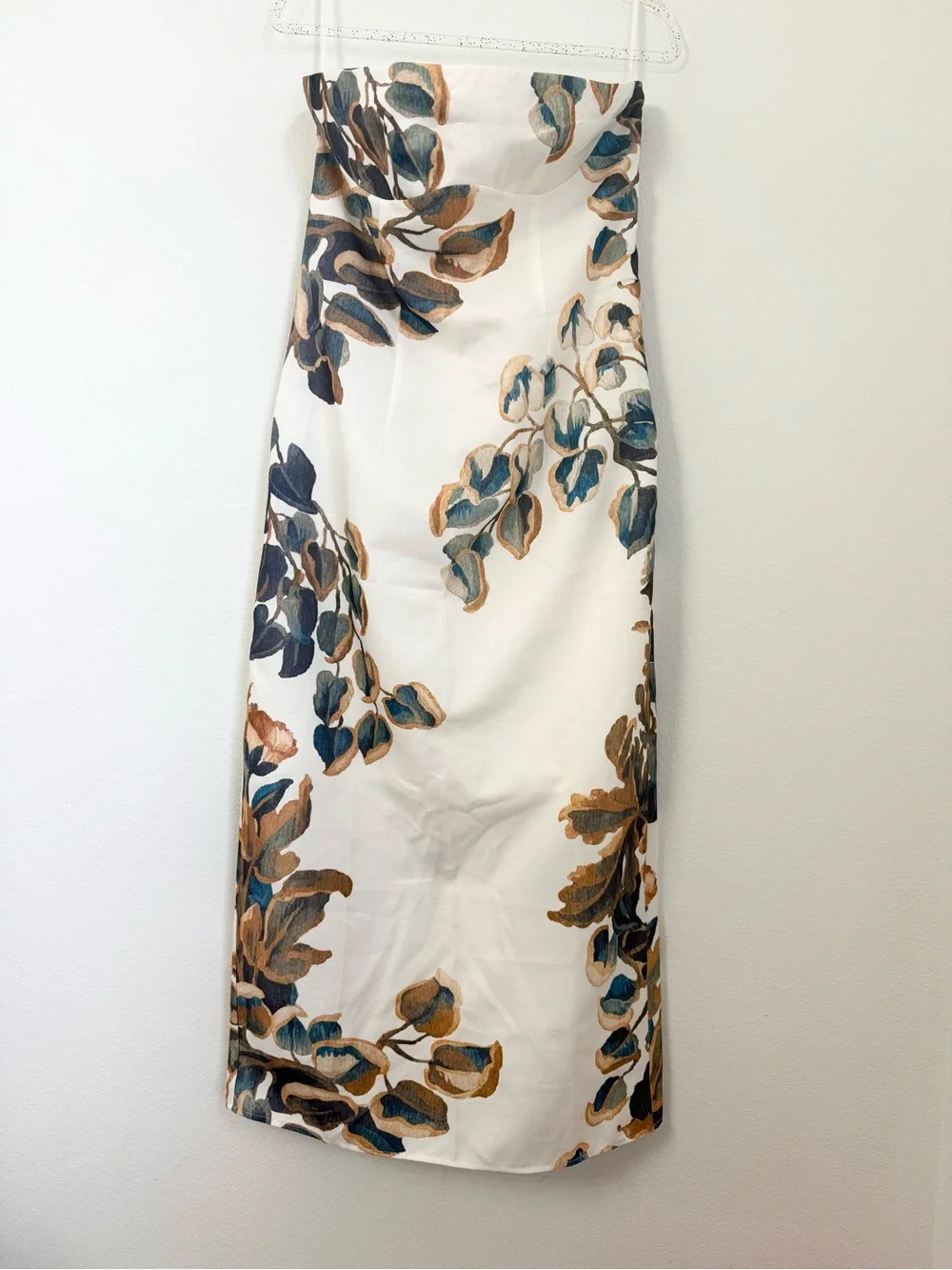 COMMENSE White Floral Print Strapless Dress Size L - Picture 5 of 13